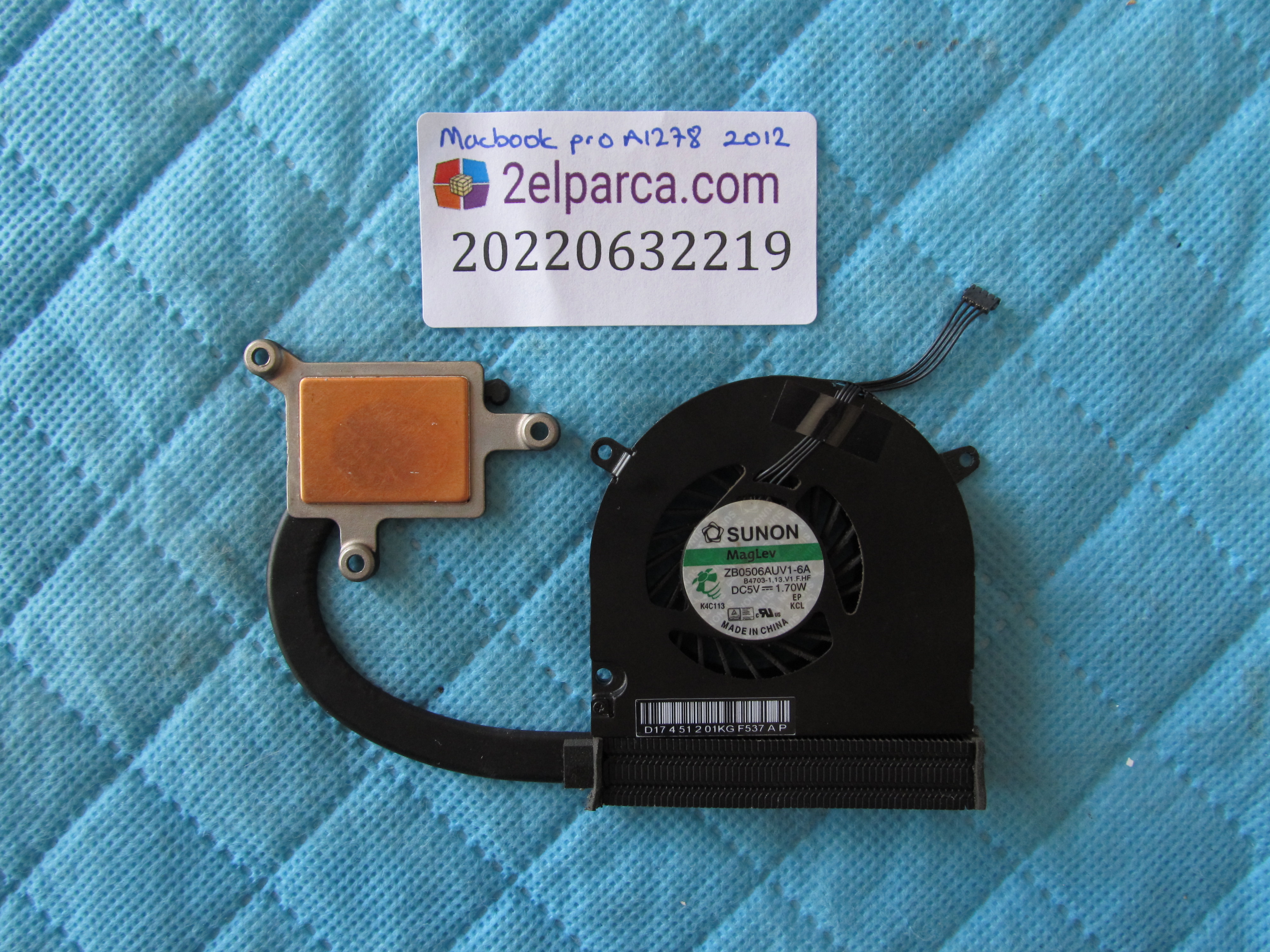 APPLE Apple macbook pro a1278 2012 fan + soğutucu bakir heatsink orjinal ürün küçük görsel 2