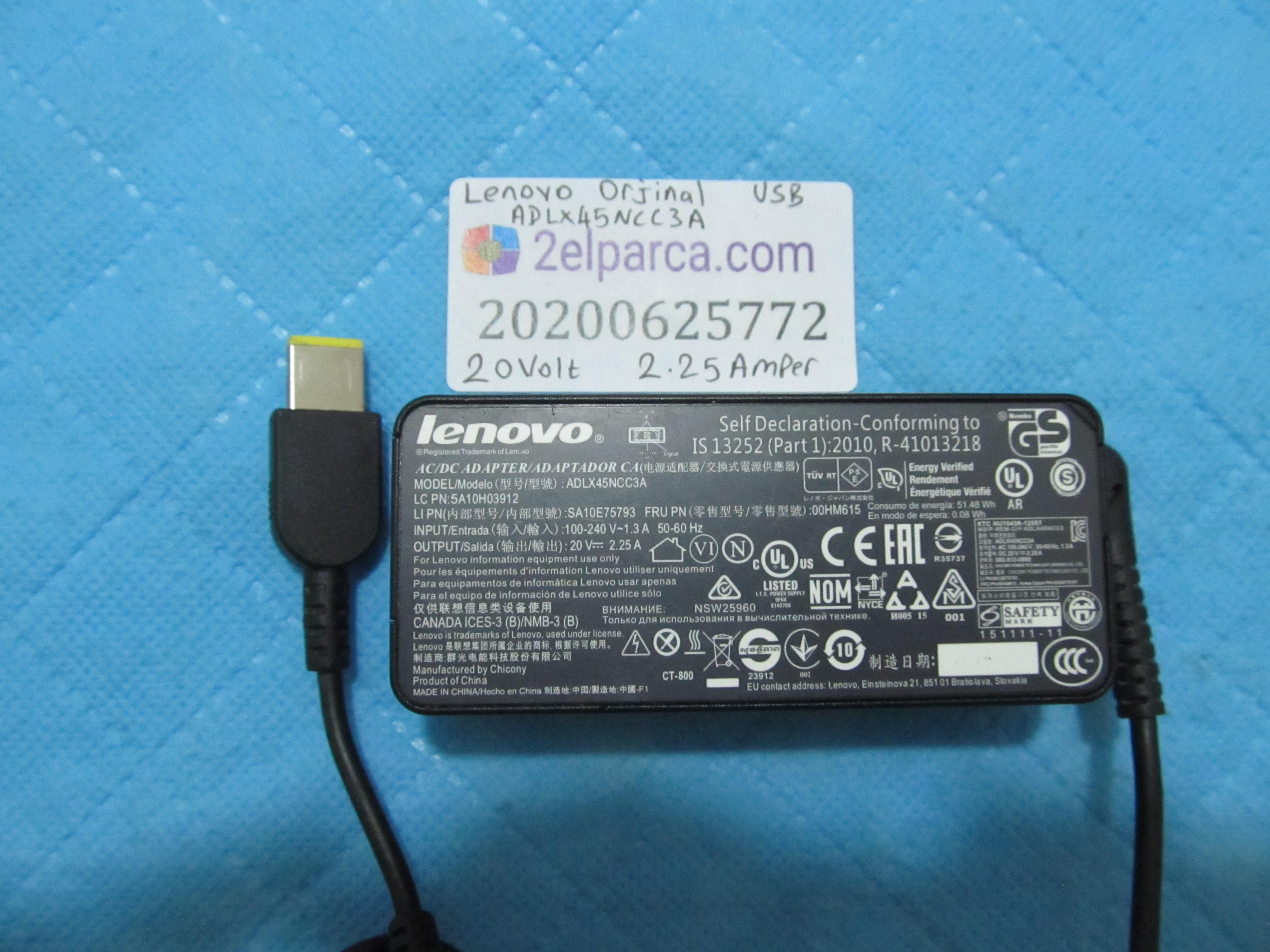 LENOVO Lenovo orjinal adaptör adlx45ncc3a 20volt 2.25amper usb uç küçük görsel 2
