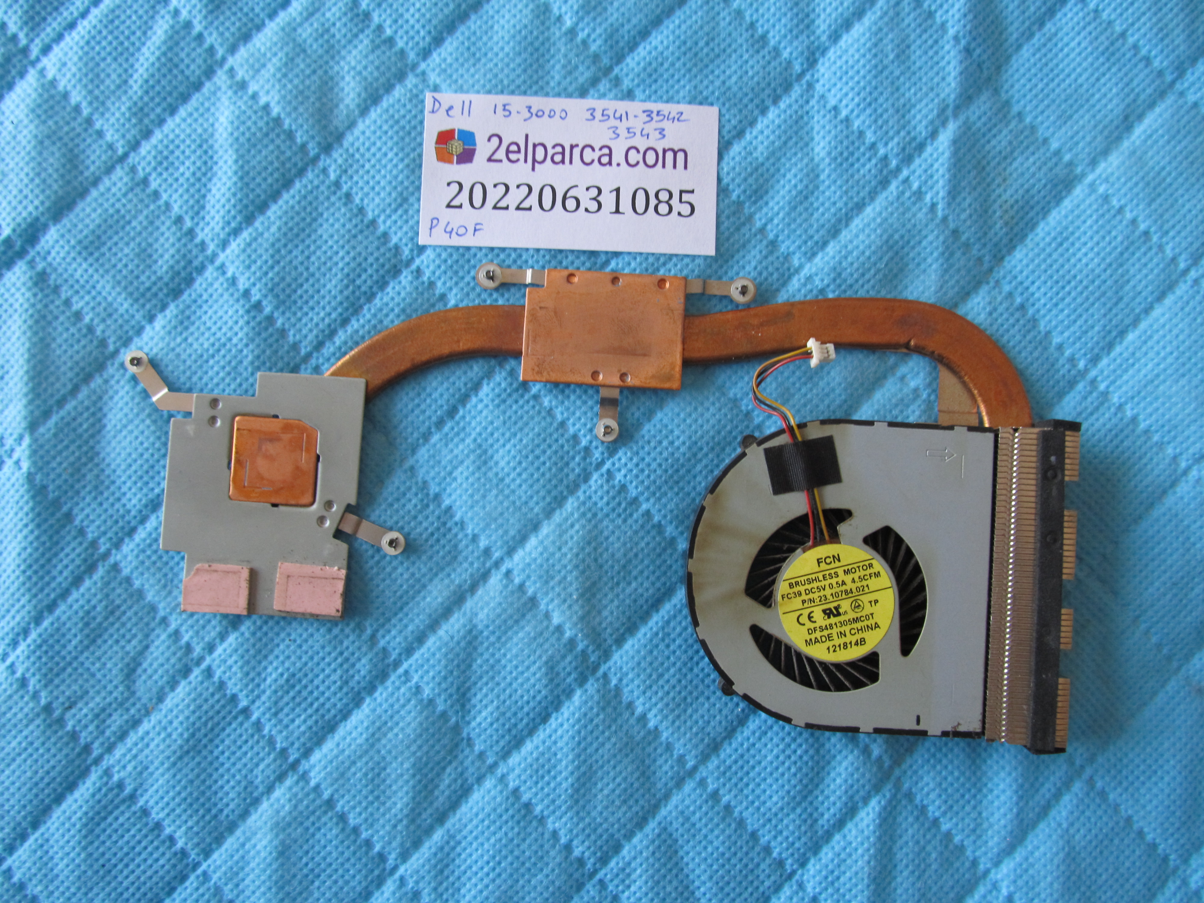 DELL Dell 15-3000 fan bakir soğutucu (heatsink) (p40f) orjinal ürün küçük görsel 2