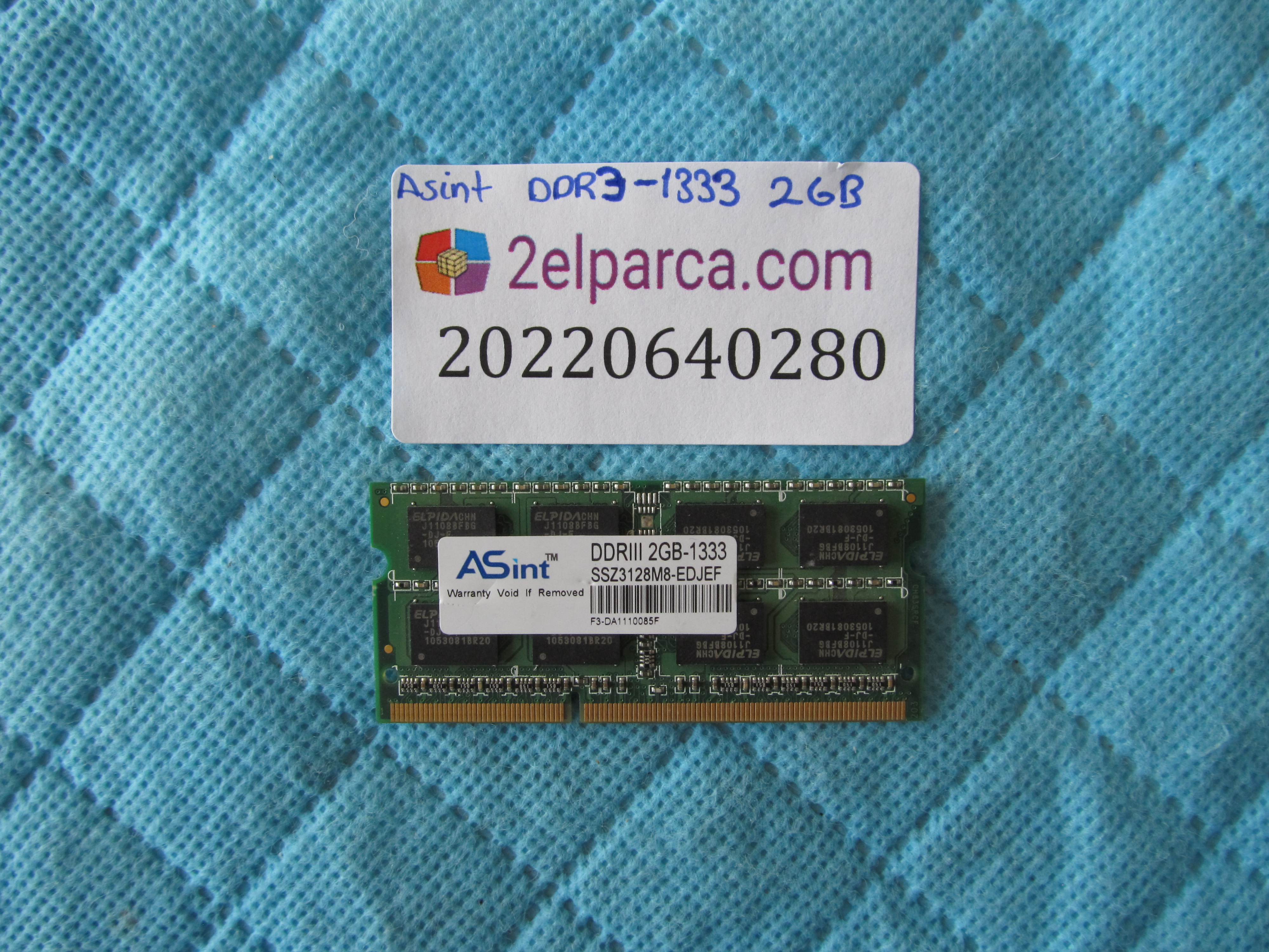 Asint ddr3 2gb 1333 ram bellek orjinal ürün