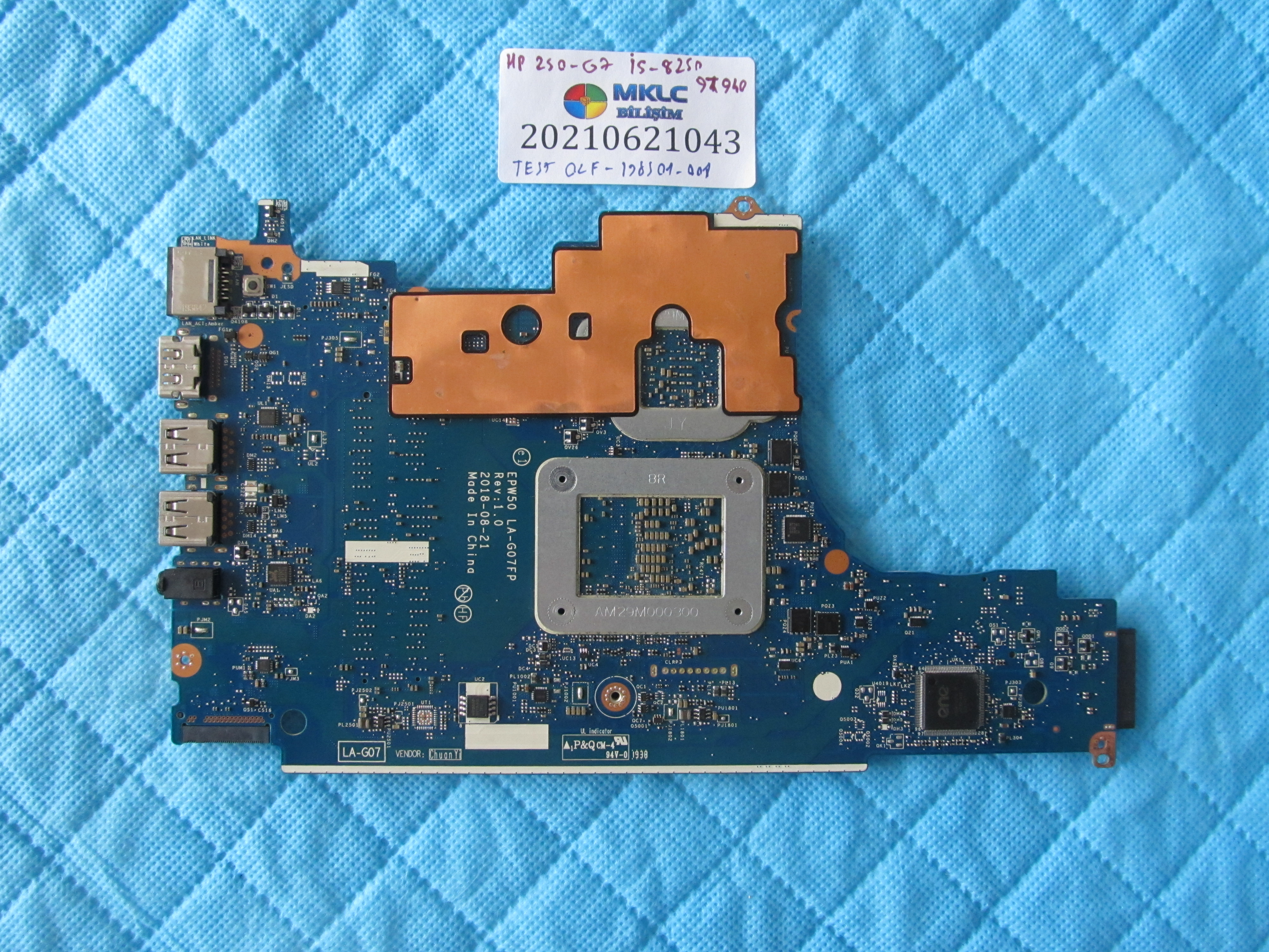 HP Hp 250 g7 anakart la-g07fp anakart epw50 anakart i5 8265u cpu mx130 nvidia vga küçük görsel 2