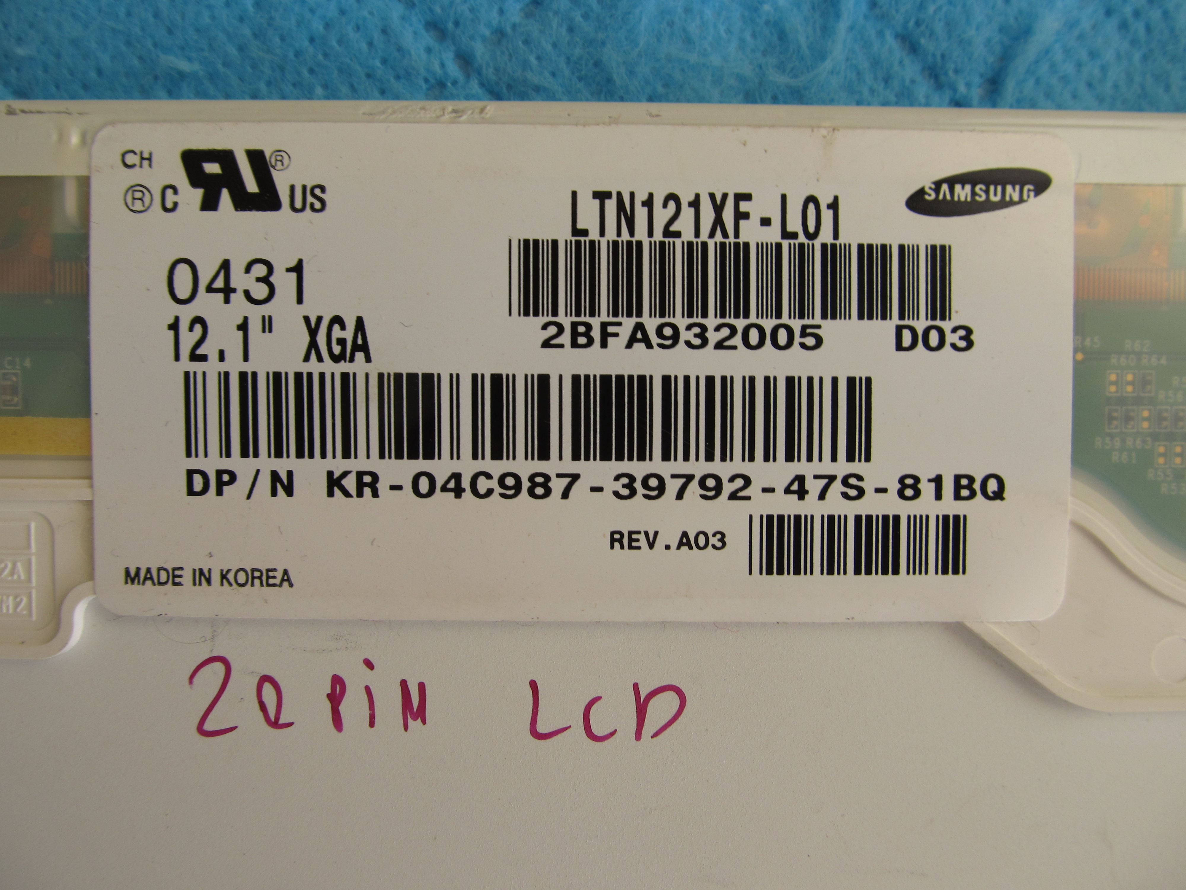 SAMSUNG Ltn121xf-l01 ekran  20 pin lcd panel temiz küçük görsel 2
