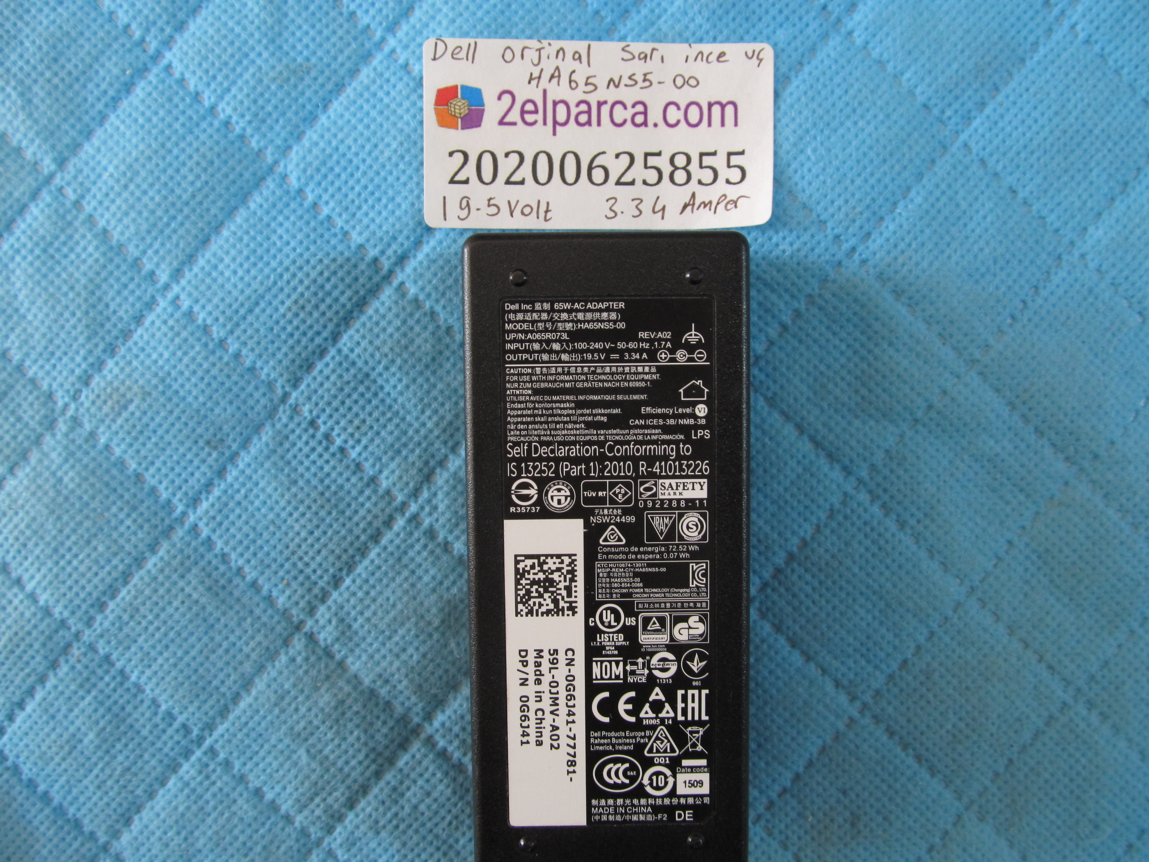 DELL Dell ha65n-00 19.5 volt 3.34 amper sari ince uç orjinal ürün küçük görsel 2