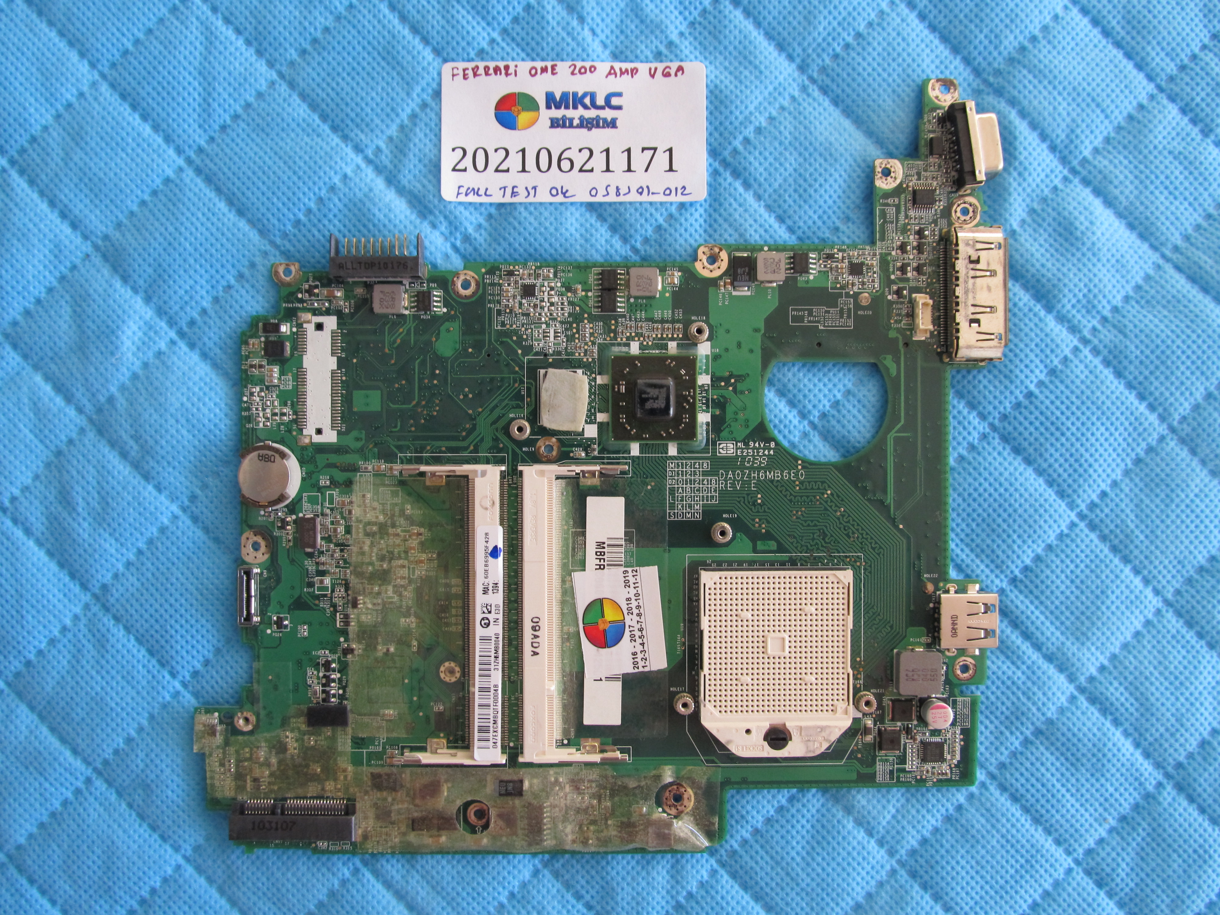 Acer ferrari one 200 anakart da0zh6mb6e0 anakart amd cpu ati vga orjinal sifir