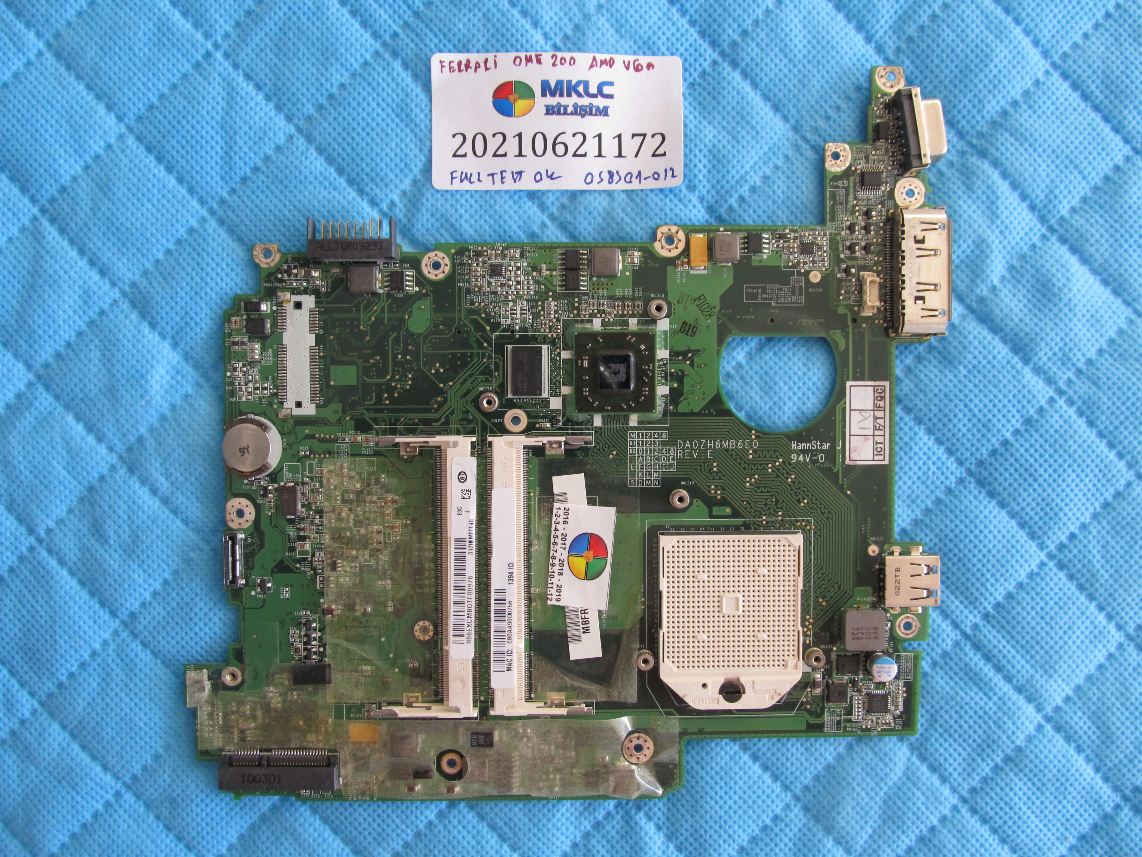 Acer ferrari one 200 anakart da0zh6mb6e0 anakart amd cpu ati vga orjinal sifir
