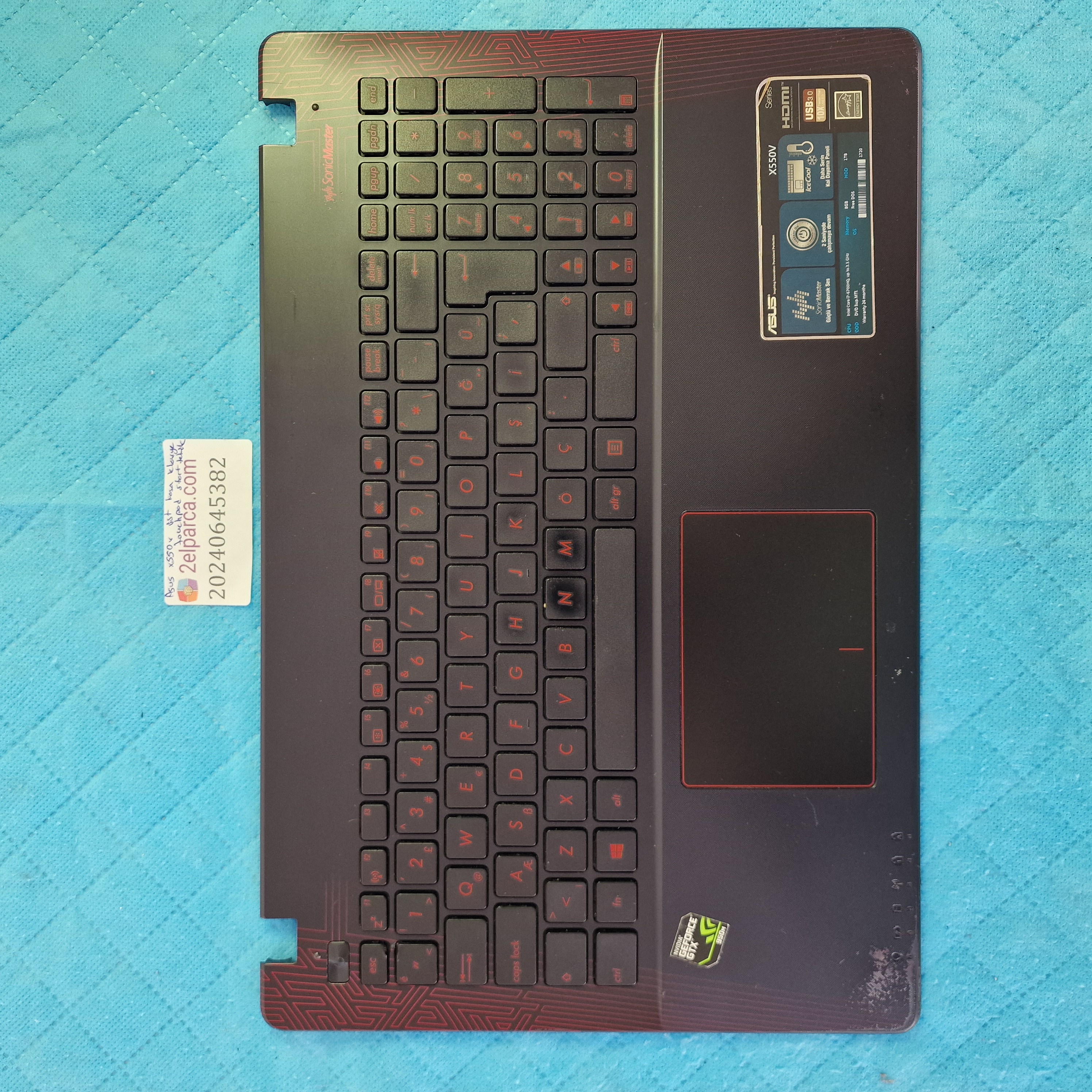 ASUS Asus X550V Üst Kasa Klavye touchpad start tetik dahil ( 2 vida izi var ) orjinal ürün küçük görsel 2
